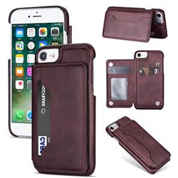 Luxury Magnetic Double Buckle Leather Phone Case for iPhone 8 / 7 (4.7 inch) - Purple