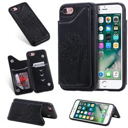 Luxury R61 Tree Cat Magnetic Stand Card Leather Phone Case for iPhone 8 / 7 (4.7 inch) - Black