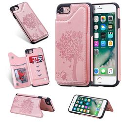Luxury R61 Tree Cat Magnetic Stand Card Leather Phone Case for iPhone 8 / 7 (4.7 inch) - Rose Gold