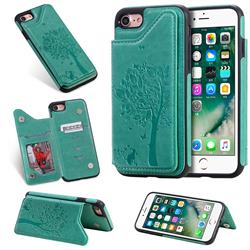 Luxury R61 Tree Cat Magnetic Stand Card Leather Phone Case for iPhone 8 / 7 (4.7 inch) - Green