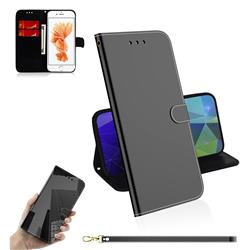 Shining Mirror Like Surface Leather Wallet Case for iPhone 8 / 7 (4.7 inch) - Black
