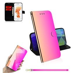 Shining Mirror Like Surface Leather Wallet Case for iPhone 8 / 7 (4.7 inch) - Rainbow Gradient