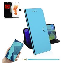 Shining Mirror Like Surface Leather Wallet Case for iPhone 8 / 7 (4.7 inch) - Blue