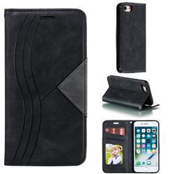 Retro S Streak Magnetic Leather Wallet Phone Case for iPhone 8 / 7 (4.7 inch) - Black