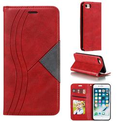 Retro S Streak Magnetic Leather Wallet Phone Case for iPhone 8 / 7 (4.7 inch) - Red