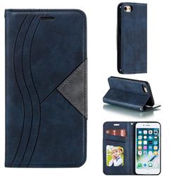 Retro S Streak Magnetic Leather Wallet Phone Case for iPhone 8 / 7 (4.7 inch) - Blue