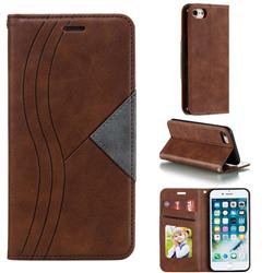 Retro S Streak Magnetic Leather Wallet Phone Case for iPhone 8 / 7 (4.7 inch) - Brown