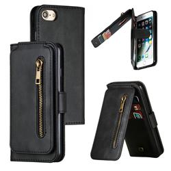 Multifunction 9 Cards Leather Zipper Wallet Phone Case for iPhone 8 / 7 (4.7 inch) - Black