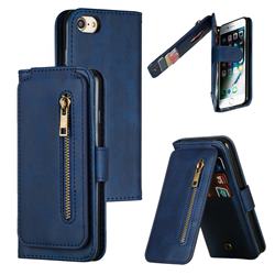 Multifunction 9 Cards Leather Zipper Wallet Phone Case for iPhone 8 / 7 (4.7 inch) - Blue
