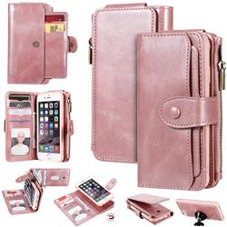 Retro Multifunction Zipper Magnetic Separable Leather Phone Case Cover for iPhone 8 / 7 (4.7 inch) - Rose Gold