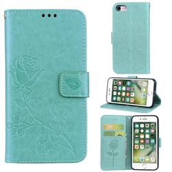 Embossing Rose Flower Leather Wallet Case for iPhone 8 / 7 (4.7 inch) - Green