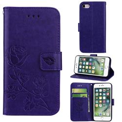 Embossing Rose Flower Leather Wallet Case for iPhone 8 / 7 (4.7 inch) - Purple