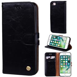 Luxury Retro Oil Wax PU Leather Wallet Phone Case for iPhone 8 / 7 (4.7 inch) - Deep Black