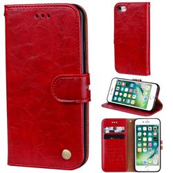 Luxury Retro Oil Wax PU Leather Wallet Phone Case for iPhone 8 / 7 (4.7 inch) - Brown Red