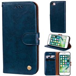 Luxury Retro Oil Wax PU Leather Wallet Phone Case for iPhone 8 / 7 (4.7 inch) - Sapphire
