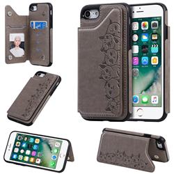 Yikatu Luxury Cute Cats Multifunction Magnetic Card Slots Stand Leather Back Cover for iPhone 8 / 7 (4.7 inch) - Gray