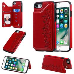 Yikatu Luxury Cute Cats Multifunction Magnetic Card Slots Stand Leather Back Cover for iPhone 8 / 7 (4.7 inch) - Red