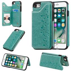 Yikatu Luxury Cute Cats Multifunction Magnetic Card Slots Stand Leather Back Cover for iPhone 8 / 7 (4.7 inch) - Green