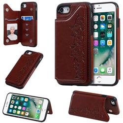 Yikatu Luxury Cute Cats Multifunction Magnetic Card Slots Stand Leather Back Cover for iPhone 8 / 7 (4.7 inch) - Brown
