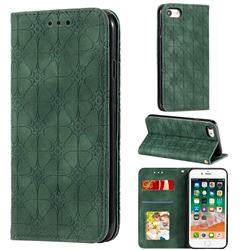 Intricate Embossing Four Leaf Clover Leather Wallet Case for iPhone 8 / 7 (4.7 inch) - Blackish Green
