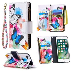 Vivid Flying Butterflies Binfen Color BF03 Retro Zipper Leather Wallet Phone Case for iPhone 8 / 7 (4.7 inch)