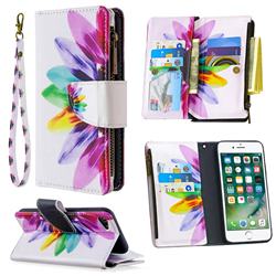 Seven-color Flowers Binfen Color BF03 Retro Zipper Leather Wallet Phone Case for iPhone 8 / 7 (4.7 inch)