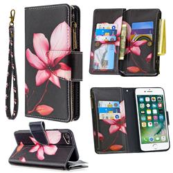 Lotus Flower Binfen Color BF03 Retro Zipper Leather Wallet Phone Case for iPhone 8 / 7 (4.7 inch)