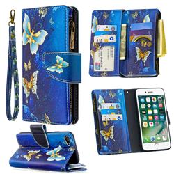 Golden Butterflies Binfen Color BF03 Retro Zipper Leather Wallet Phone Case for iPhone 8 / 7 (4.7 inch)