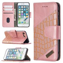 BinfenColor BF04 Color Block Stitching Crocodile Leather Case Cover for iPhone 8 / 7 (4.7 inch) - Rose Gold