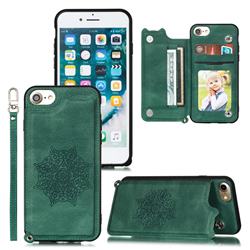 Luxury Mandala Multi-function Magnetic Card Slots Stand Leather Back Cover for iPhone 8 / 7 (4.7 inch) - Green