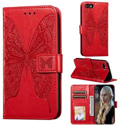 Intricate Embossing Vivid Butterfly Leather Wallet Case for iPhone 8 / 7 (4.7 inch) - Red