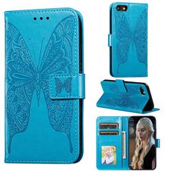 Intricate Embossing Vivid Butterfly Leather Wallet Case for iPhone 8 / 7 (4.7 inch) - Blue