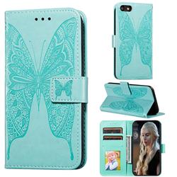 Intricate Embossing Vivid Butterfly Leather Wallet Case for iPhone 8 / 7 (4.7 inch) - Green