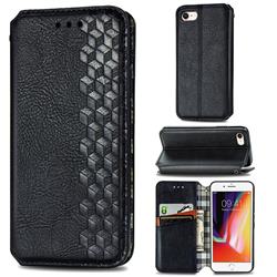 Ultra Slim Fashion Business Card Magnetic Automatic Suction Leather Flip Cover for iPhone 8 / 7 (4.7 inch) - Black