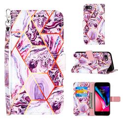 Dream Purple Stitching Color Marble Leather Wallet Case for iPhone 8 / 7 (4.7 inch)