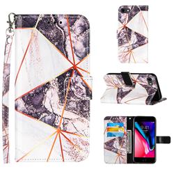 Black and White Stitching Color Marble Leather Wallet Case for iPhone 8 / 7 (4.7 inch)