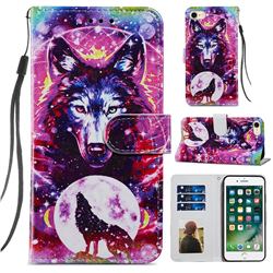 Wolf Totem Smooth Leather Phone Wallet Case for iPhone 8 / 7 (4.7 inch)