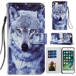 White Wolf Smooth Leather Phone Wallet Case for iPhone 8 / 7 (4.7 inch)