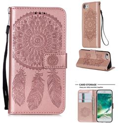 Embossing Dream Catcher Mandala Flower Leather Wallet Case for iPhone 8 / 7 (4.7 inch) - Rose Gold