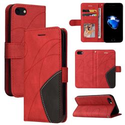 Luxury Two-color Stitching Leather Wallet Case Cover for iPhone 8 / 7 (4.7 inch) - Red