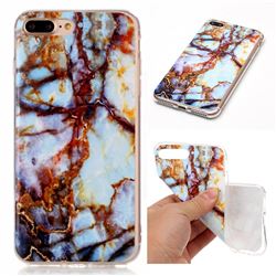 Blue Gold Soft TPU Marble Pattern Case for iPhone 8 Plus / 7 Plus 8P 7P (5.5 inch)