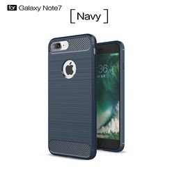 Luxury Carbon Fiber Brushed Wire Drawing Silicone TPU Back Cover for iPhone 8 Plus / 7 Plus 8P 7P(5.5 inch) (Navy)