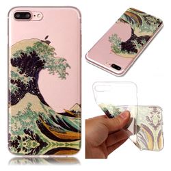 Sea Waves Super Clear Flash Powder Shiny Soft TPU Back Cover for iPhone 8 Plus / 7 Plus 8P 7P(5.5 inch)