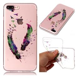Colored Feathers Super Clear Flash Powder Shiny Soft TPU Back Cover for iPhone 8 Plus / 7 Plus 8P 7P(5.5 inch)