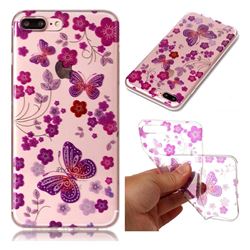 Safflower Butterfly Super Clear Flash Powder Shiny Soft TPU Back Cover for iPhone 8 Plus / 7 Plus 8P 7P(5.5 inch)