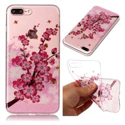 Branches Plum Blossom Super Clear Flash Powder Shiny Soft TPU Back Cover for iPhone 8 Plus / 7 Plus 8P 7P(5.5 inch)