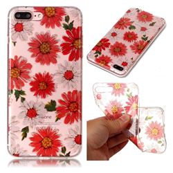 Red Daisy Super Clear Flash Powder Shiny Soft TPU Back Cover for iPhone 8 Plus / 7 Plus 8P 7P(5.5 inch)