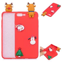 Red Elk Christmas Xmax Soft 3D Silicone Case for iPhone 8 Plus / 7 Plus 7P(5.5 inch)