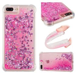 Dynamic Liquid Glitter Sand Quicksand TPU Case for iPhone 8 Plus / 7 Plus 7P(5.5 inch) - Pink Love Heart