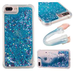 Dynamic Liquid Glitter Sand Quicksand TPU Case for iPhone 8 Plus / 7 Plus 7P(5.5 inch) - Blue Love Heart